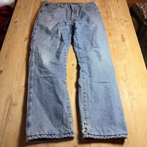 Wrangler Jeans Mens 34x30 Blue Fleece Lined Straight Leg Mid Rise Rugged Wear